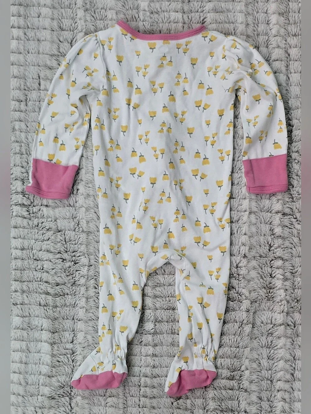 Baby Girl Yellow Flower Footed Pajamas Cloud Island 6-9 Months White Mitts